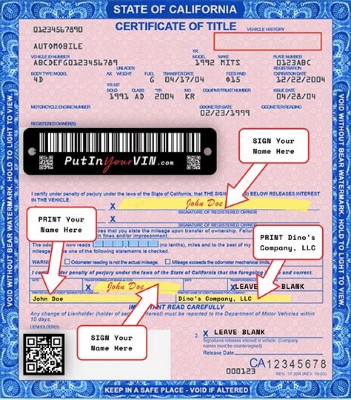 Can I sell my car without a pink slip in California?