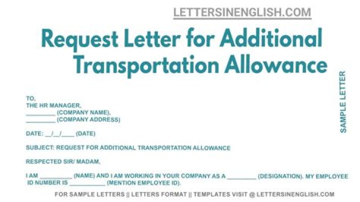 How do I write a letter of transportation allowance?