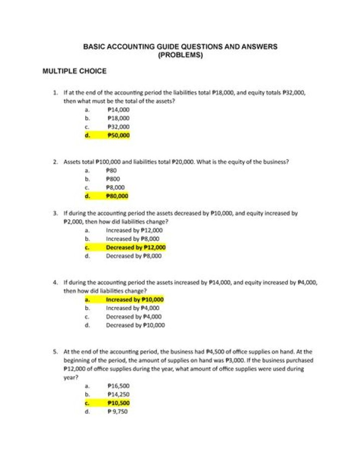 How do you answer multiple choice accounting questions?