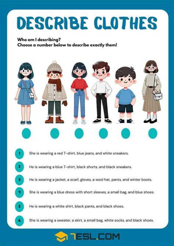 How do you describe clothing in writing?