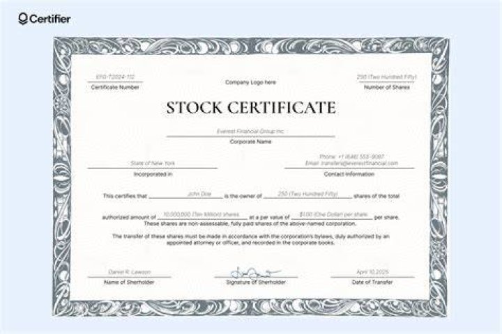 How do you fill out a corporate stock certificate?