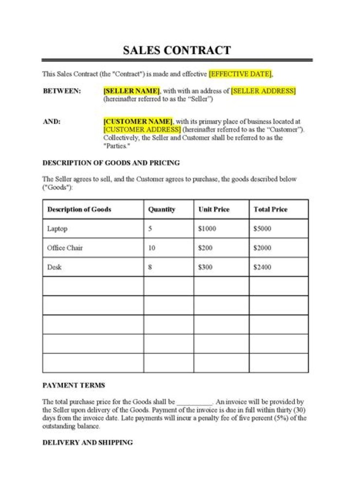 How do you make a contract of sale?