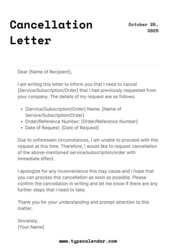 How do you write a formal letter of cancellation?