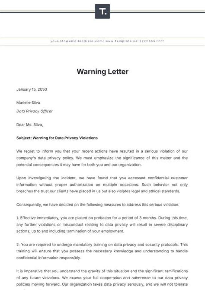 How do you write a late warning letter?