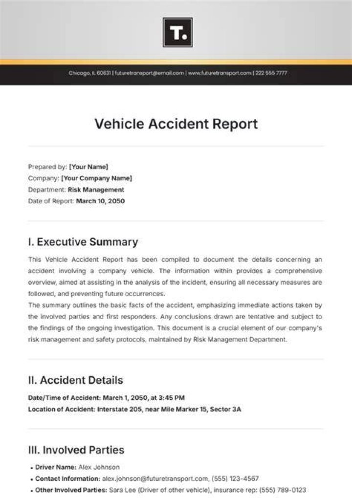 How do you write a motor accident report?