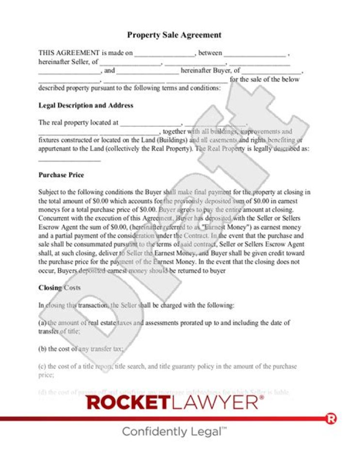 How do you write a property sale agreement?
