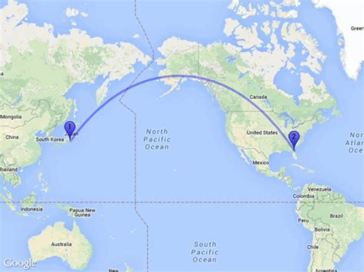 How far is Japan from Canada in hours?