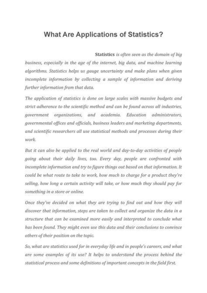 What are applications of statistics?