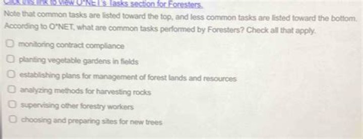 What are common tasks performed by foresters check all that apply?