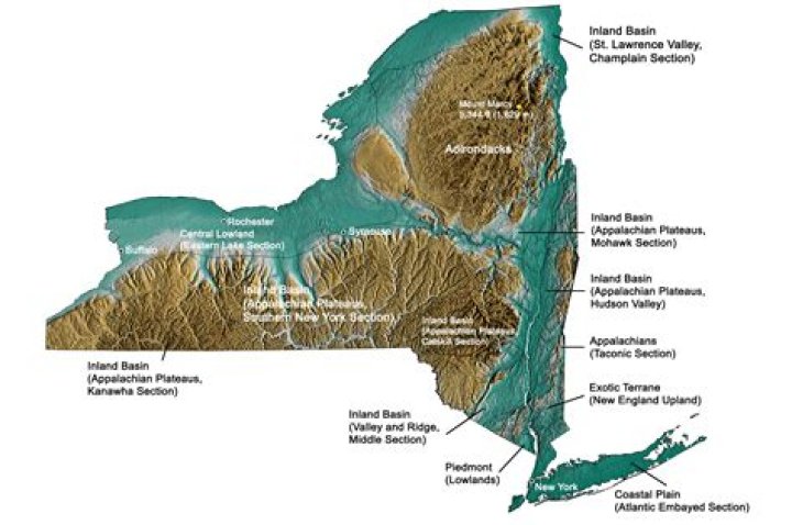What are some major landforms in New York?