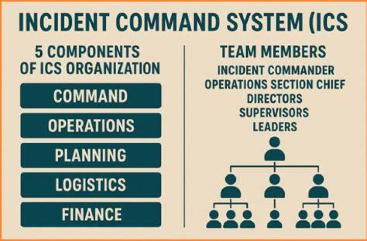 What are the 5 major incident command system functional areas?