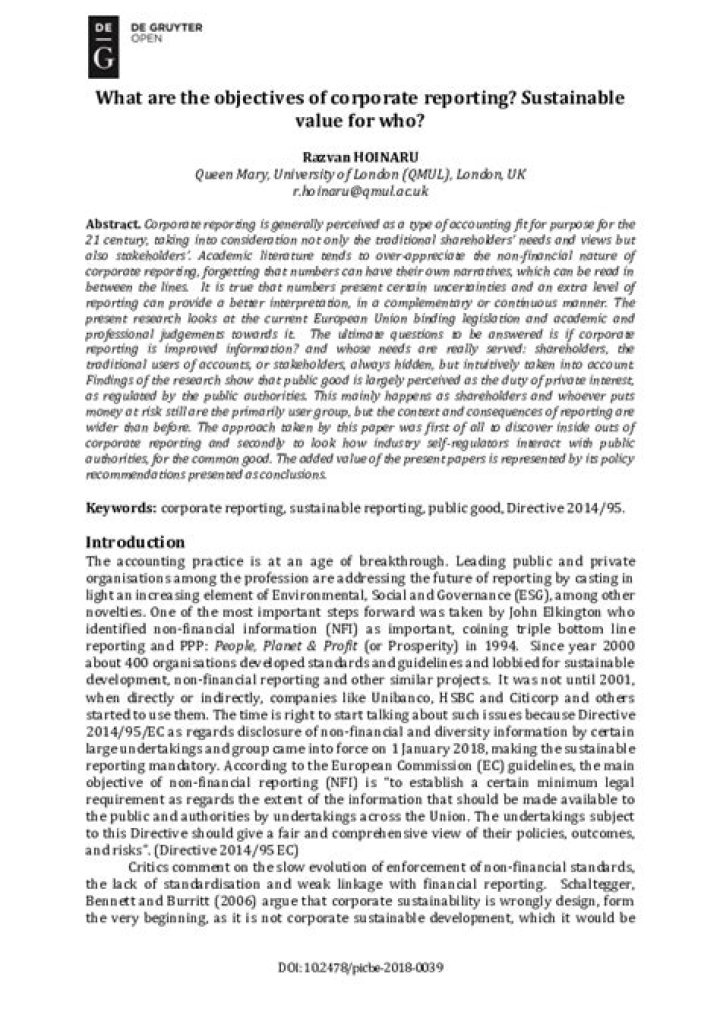 What are the objectives of corporate reporting?