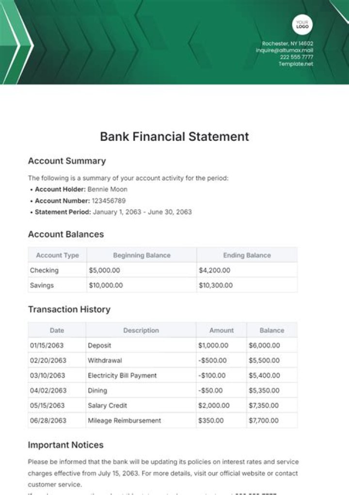 What are the purpose of a bank statement?
