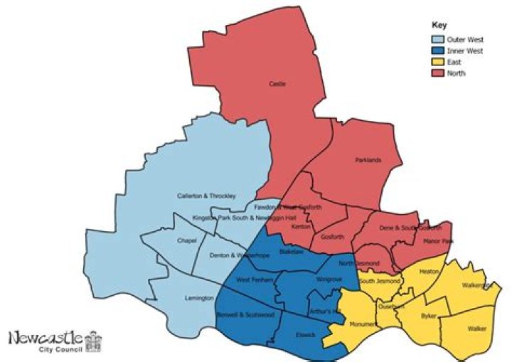 What areas are classed as Newcastle upon Tyne?
