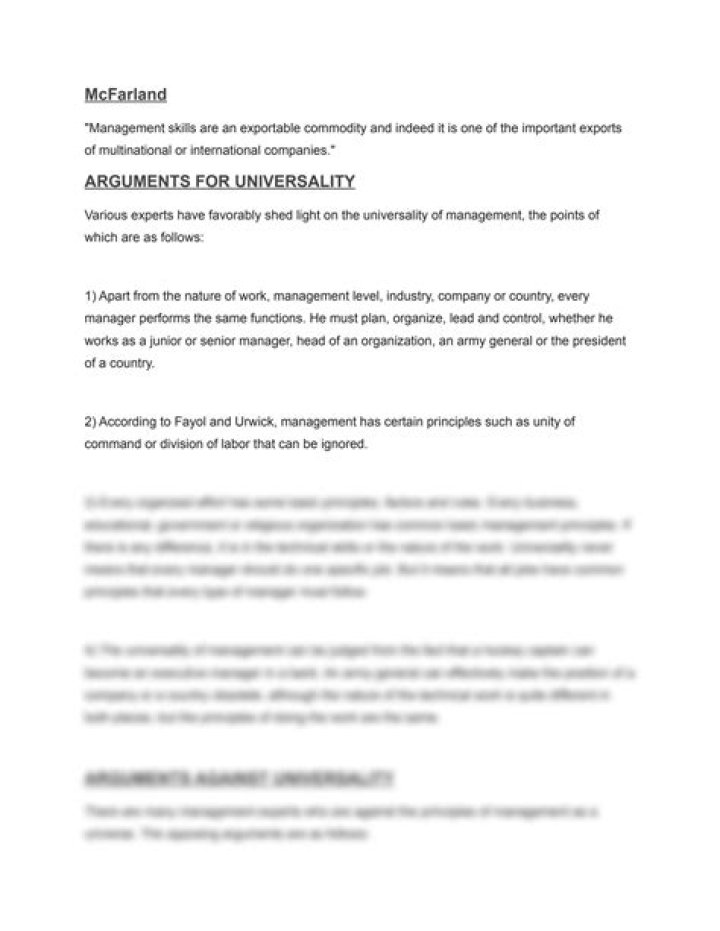 What do you understand by universality concept of management?