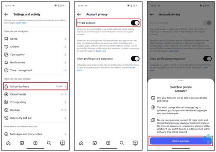 What does putting your account on private do?