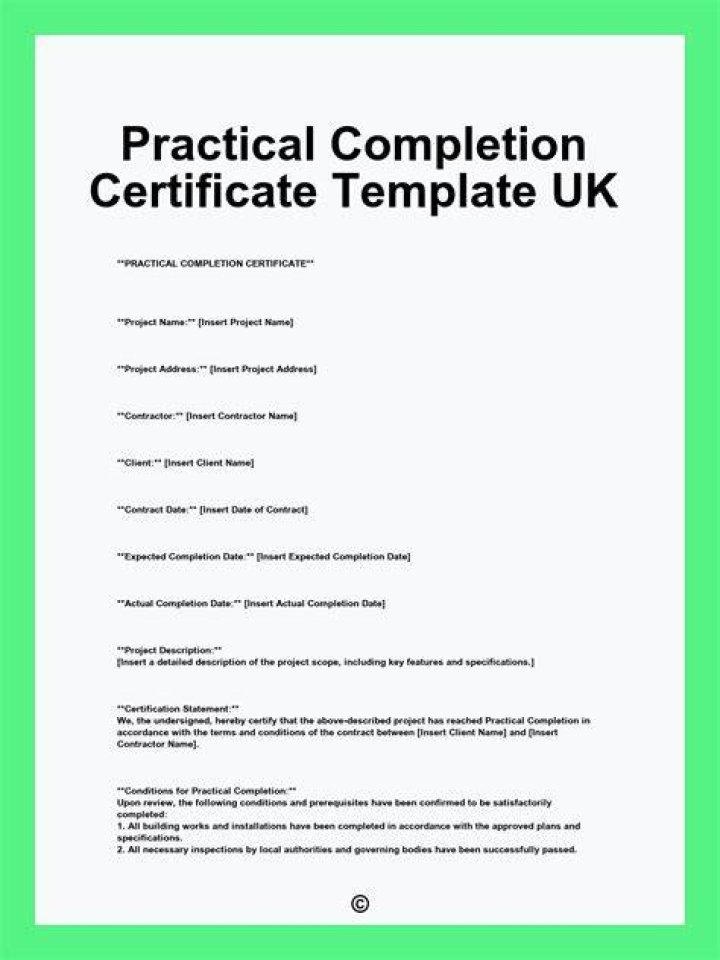 What happens when a certificate of practical completion is issued?