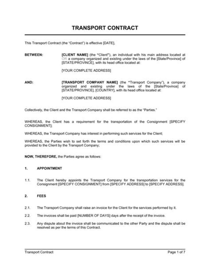What is a contract of transportation?