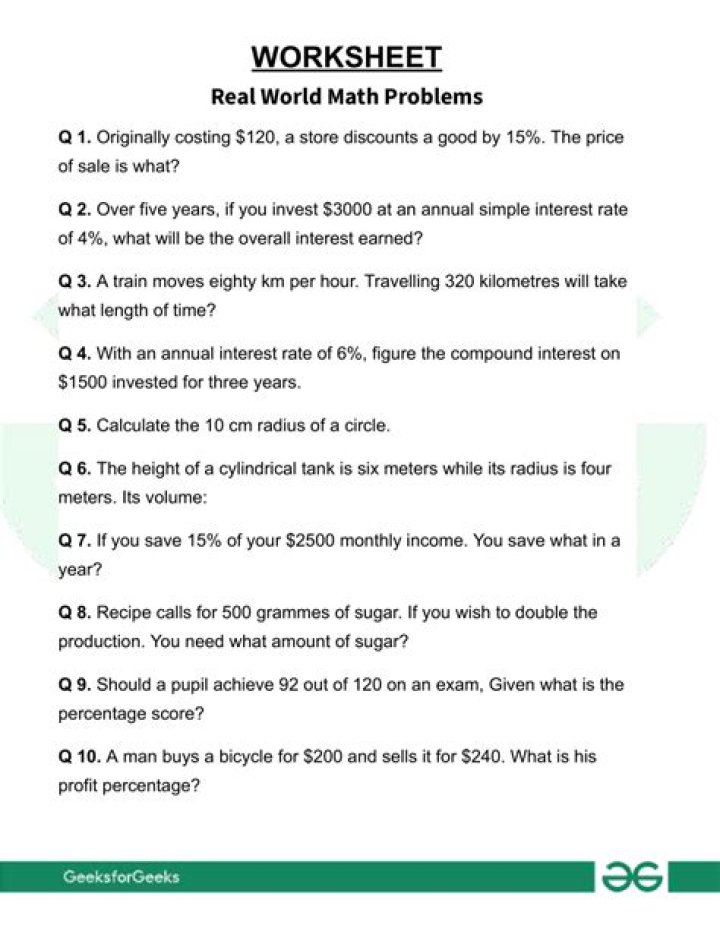What is a real word problem in math?