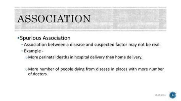 What is an example of spurious association?