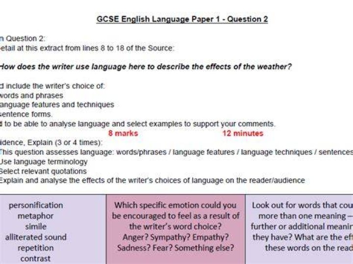 What is Question 4 English Language GCSE?
