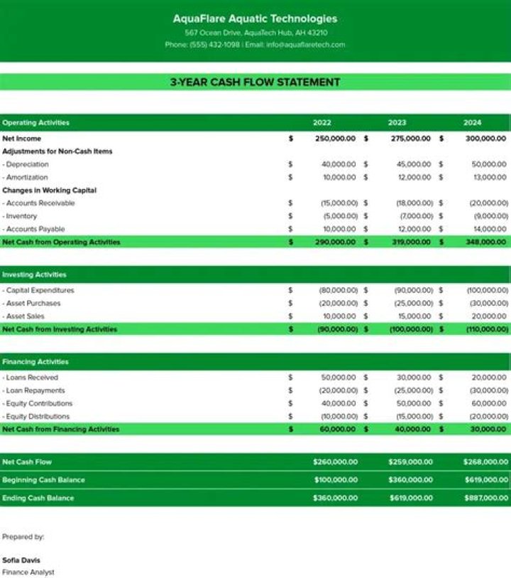 What is reflected in a cash flow statement?
