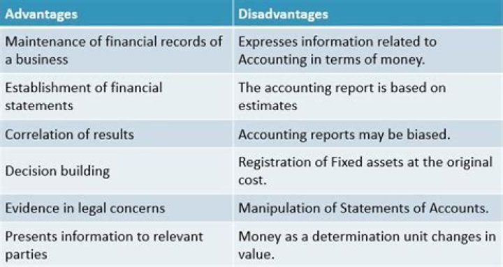 What is the advantages and disadvantages of accounting?