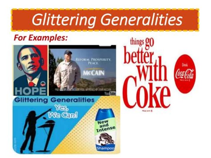 What is the advertising technique of Glittering Generalities describe this technique?