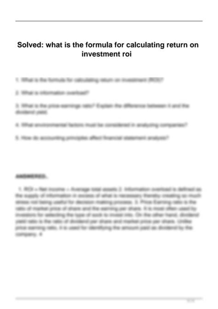 What is the formula for calculating return?