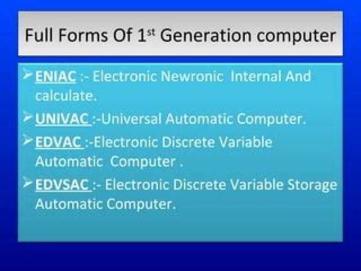 What is the full form of ENIAC and Univac?