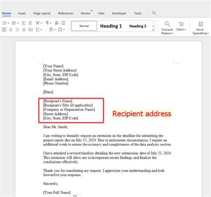 What is the name and address at the top of a letter called?