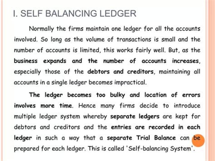 What is the purpose of self balancing ledger?
