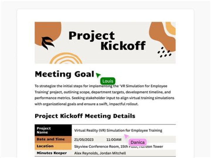 What is the purpose of the kick off meeting?