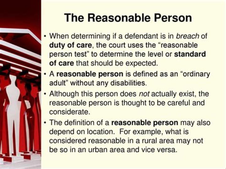 What is the reasonable person test under duty of care?
