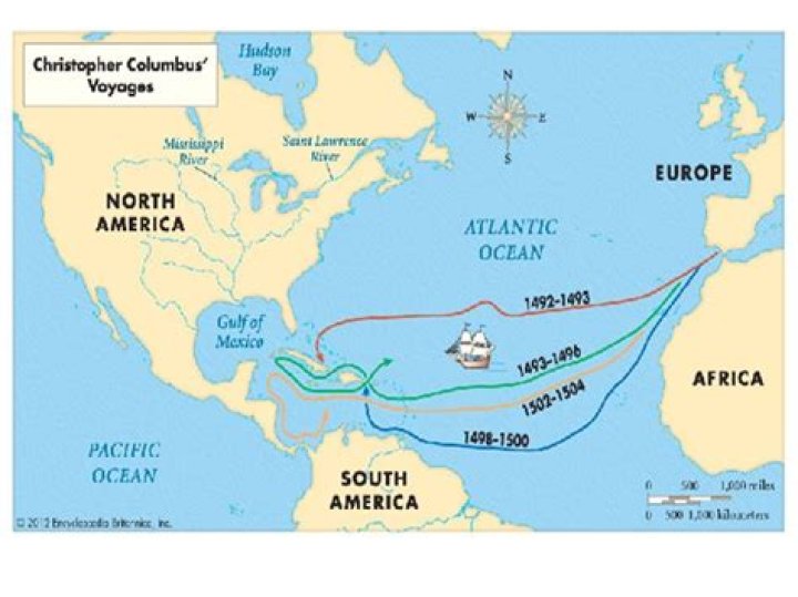 What was Columbus looking for on his first voyage?