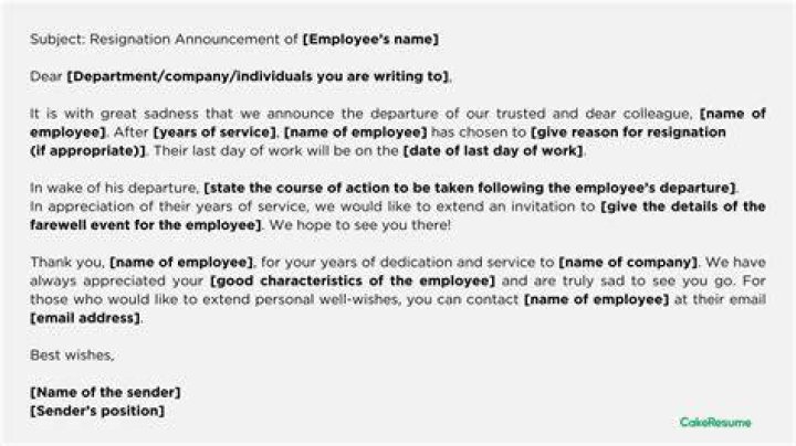 When should I announce my colleagues resignation?
