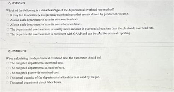 Which of the following is a disadvantage of the departmental overhead rate?