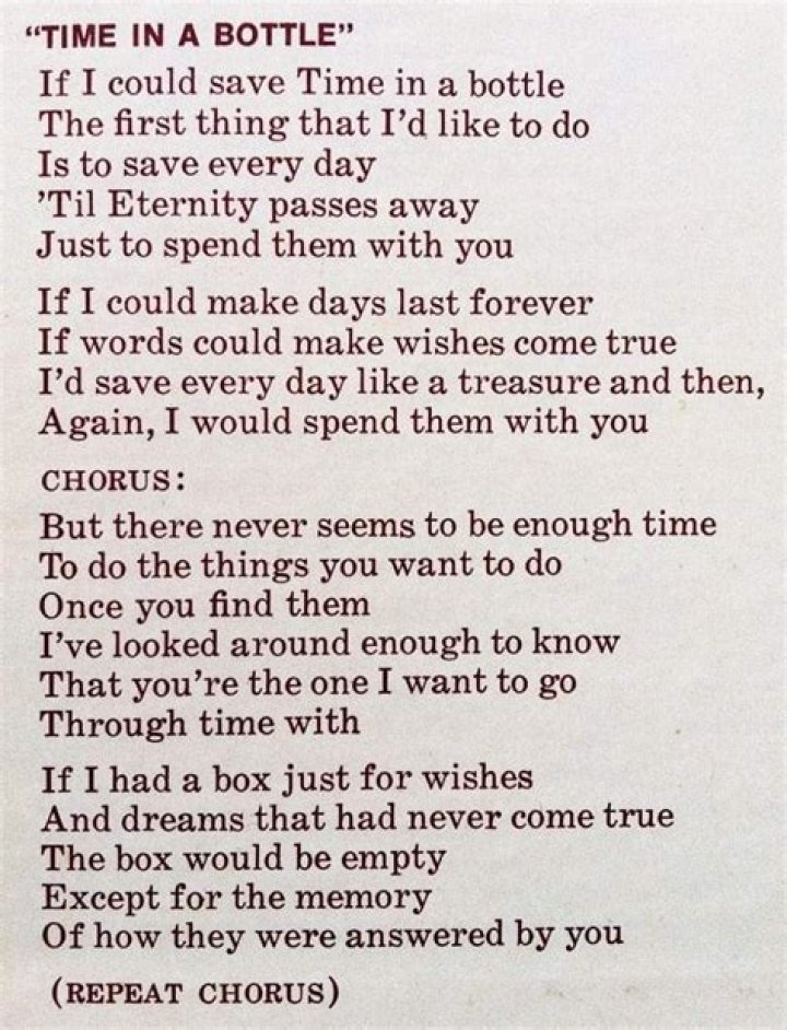 Why did Jim Croce write time in a bottle?