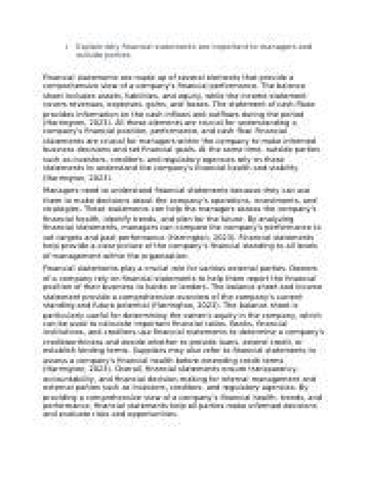 Why financial statements are important to managers?